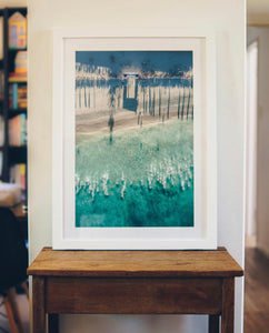 A2 Art Paper Framed - CottB002 - Rottnest Swim, Cottesloe Beach, W.A.